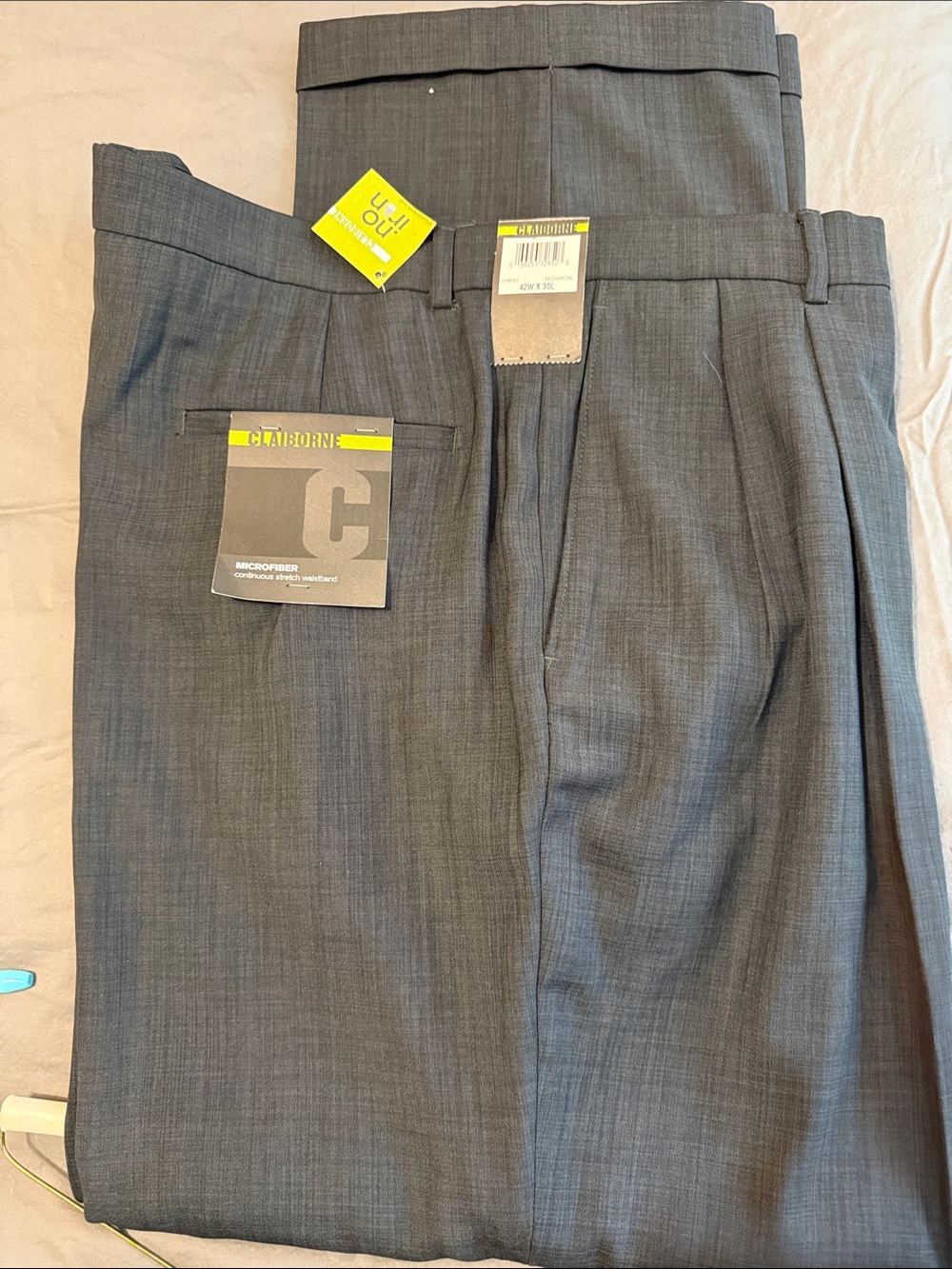 Claiborne Men's Gray Microfiber Dress Pants